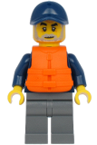 LEGO cty1177 Deep Sea Explorers Boat Captain - Dark Blue Turtleneck Sweater and Cap, Dark Bluish Gray Legs, Life Jacket