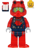 LEGO cty1180 Scuba Diver - Male, Open Mouth, Dark Tan Beard, Red Helmet, White Airtanks, Red Flippers
