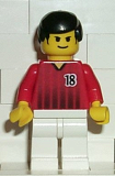 LEGO soc091 Soccer Player Red/White Team with shirt #18